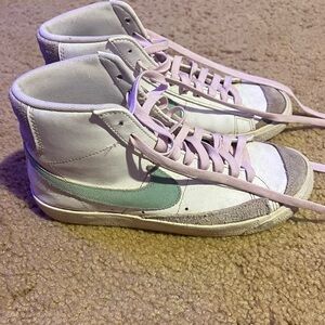 nike blazers, pink/green/white, women’s size 9, worn but in good condition